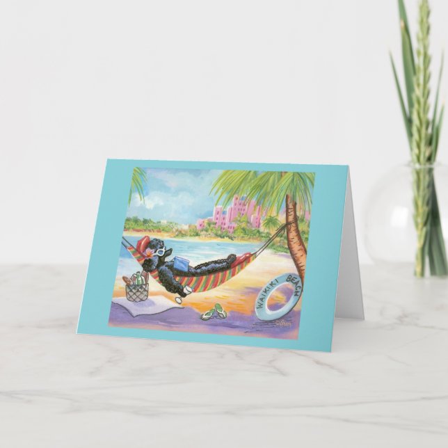 Black Poodle Vacation in Hawaii Card (Front)