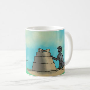 Black Poodle with Sandcastle Coffee Mug