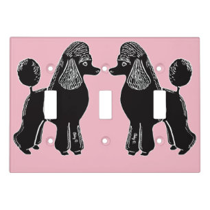 Black Poodles Light Switch Cover Triple Toggle