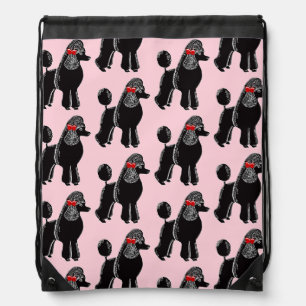 Black Poodles Pattern Drawstring Backpack