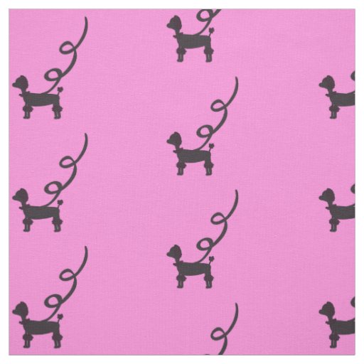 Black Poodles Pattern Fabric