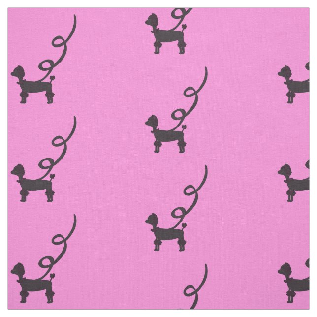 Black Poodles Pattern Fabric (Swatch)