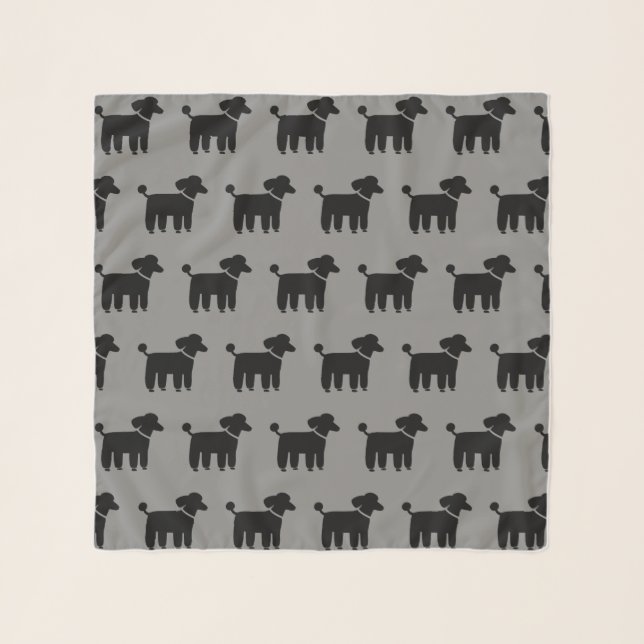 Black Poodles Pattern Scarf (Front)