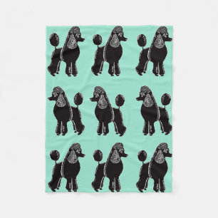 Black Poodles Print Mint Fleece Blanket