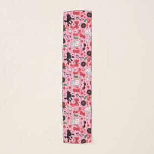 Black Poodles Rockabilly Girl Patterned Pink Scarf