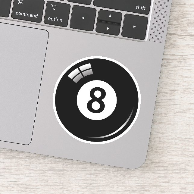 Black pool/billiard ball number 8 sticker (Detail)
