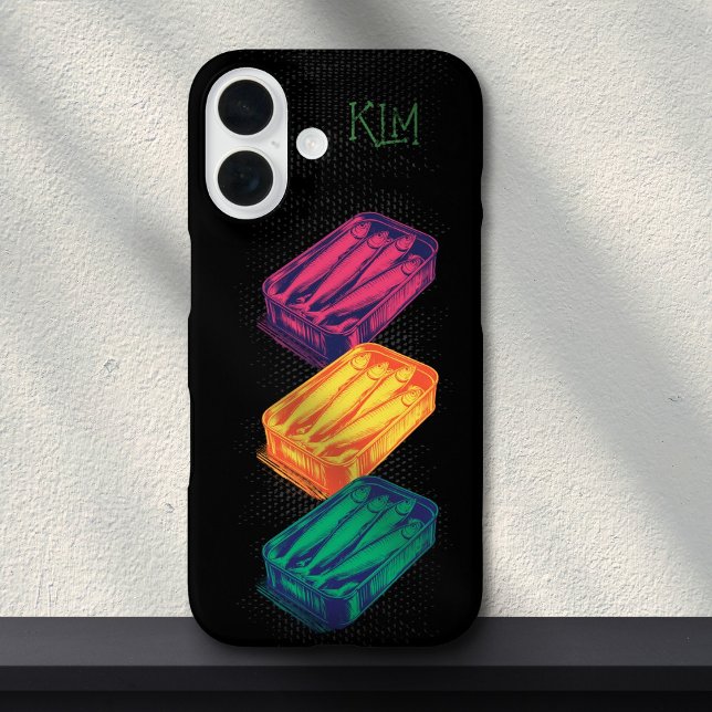 Black Pop Art Sardine Art Grunge Drawing Monogram  Case-Mate iPhone Case (Creator Uploaded)