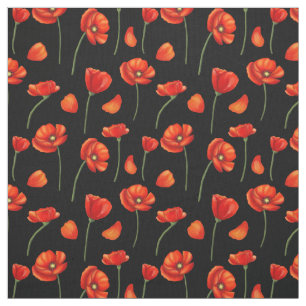 black poppy pattern fabric