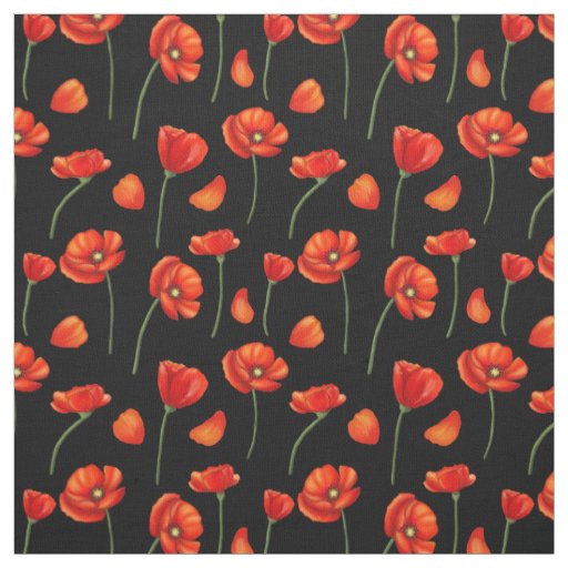 black poppy pattern fabric