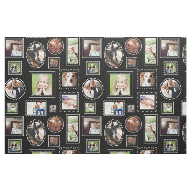 Black Portrait Gallery Frames Personalized Photos Fabric (Fat Quarter)