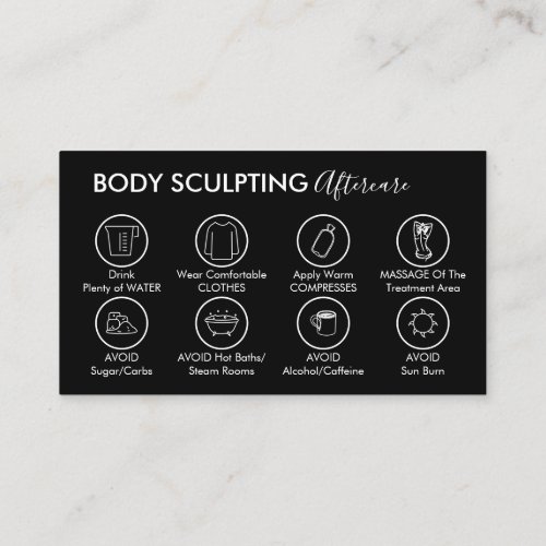 Black Post Body Sculpting Aftercare Instruction Business Card