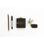Black Powder Coated Flask - Groomsmen Gift (Lay Down)