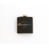 Black Powder Coated Flask - Groomsmen Gift (Front)