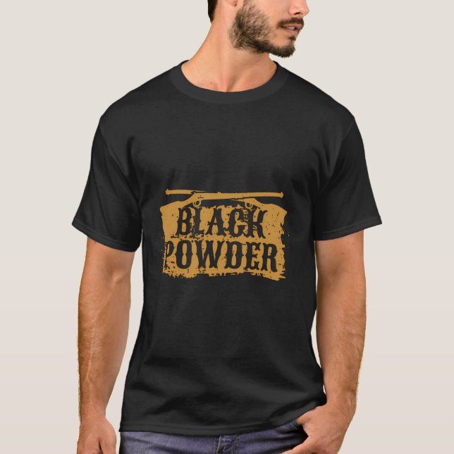 Black Powder Muzzleloader Flintlock Rifle T-Shirt (Front)