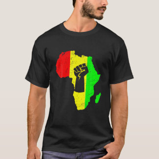 Black Power Fist Africa Map Inspirational Black Le T-Shirt