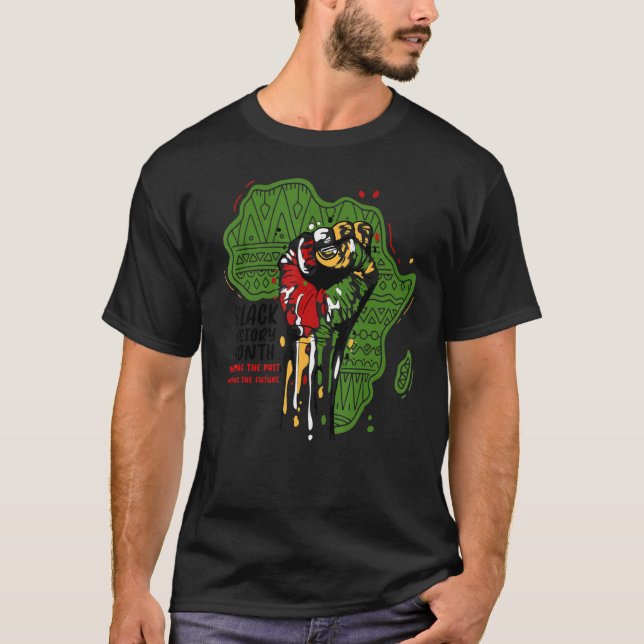 Black Power Fist African Pride Flag Africa Map Bla T-Shirt (Front)