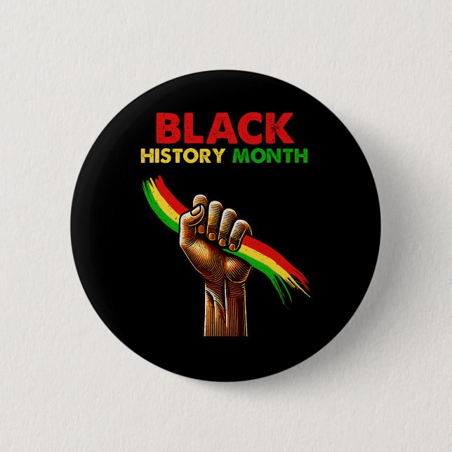 Black Power Fist Black History Month African Ameri Button (Front)