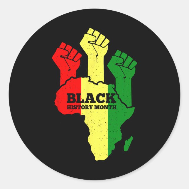 Black Power Fist Black History Month African Ameri Classic Round Sticker (Front)