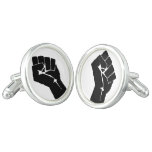 Black Power Fist Cufflinks, Silver Plated Cufflinks at Zazzle