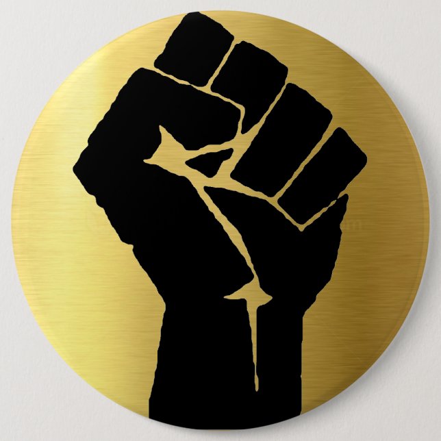 Black Power Fist & Gold Background Button (Front)