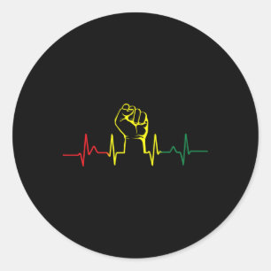 Black Power Fist Heartbeat African American Pride Classic Round Sticker