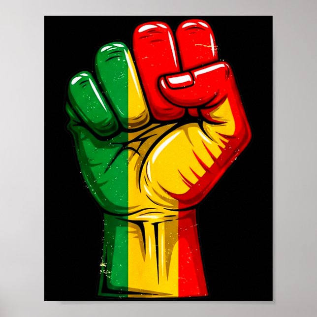 Black Power Fist Pan African Flag Raised Pride  Poster (Front)