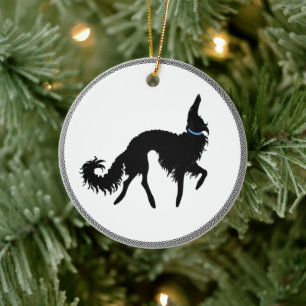 Black Prancing Borzoi Christmas Ornament