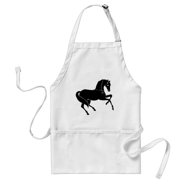 Black Prancing Horse Adult Apron (Front)