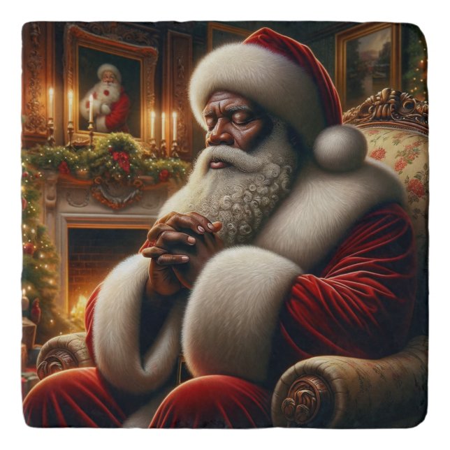 Black Praying Santa Trivet (Front)
