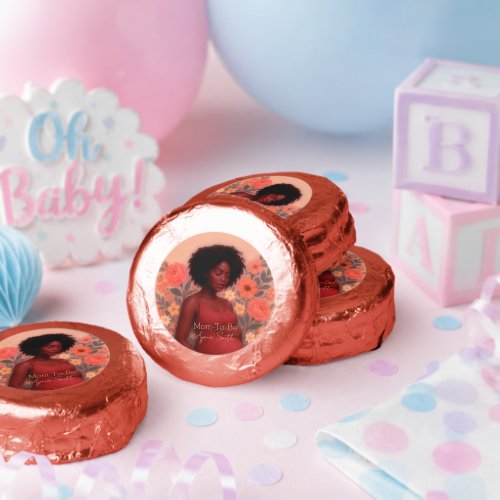 Black Pregnant Woman Baby Shower, Floral Dipped Oreo Cookie Favors