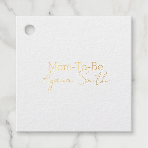 Black Pregnant Woman Baby Shower, Floral Foil Favor Tags