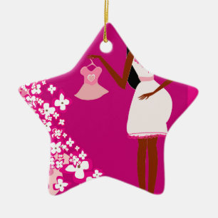 black pregnant woman ceramic ornament