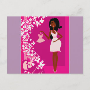 black pregnant woman postcard