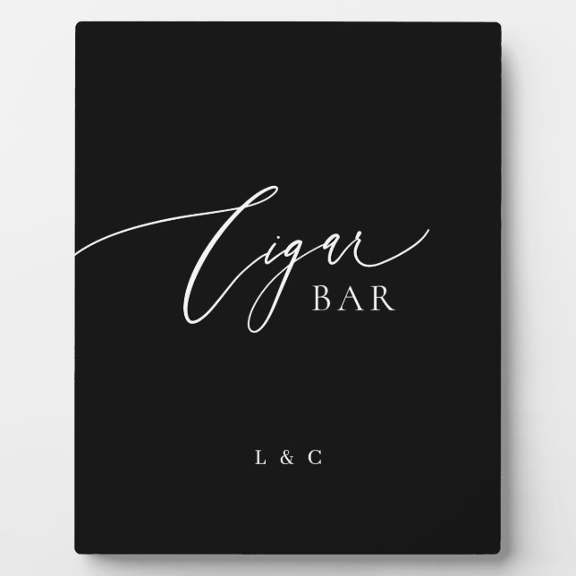 Black Premium Calligraphy Wedding Cigar Bar Sign Plaque (Front)