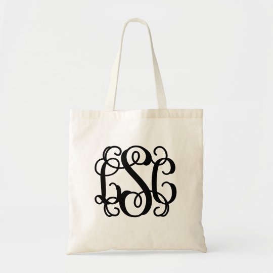 Black Preppy Script Monogram Lsc Tote Bag