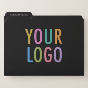 Black Presentation File Folders with Business Logo