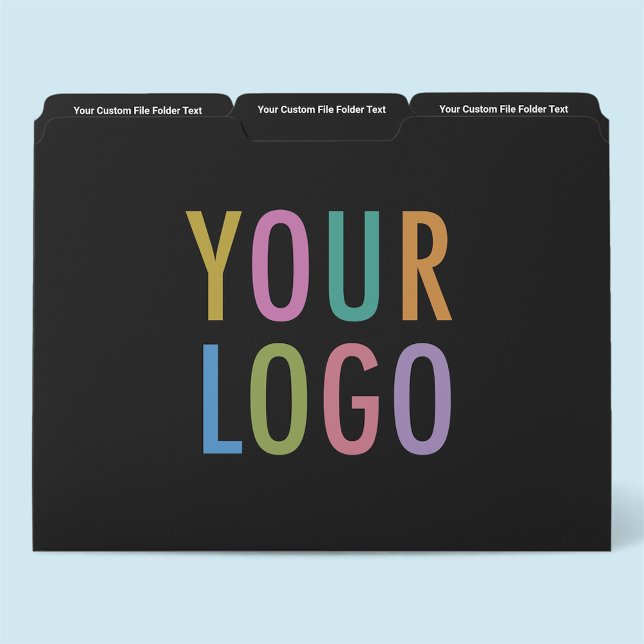 Black Presentation File Folders with Business Logo (MISOOK 3-Tab Black File Folders with Logo)