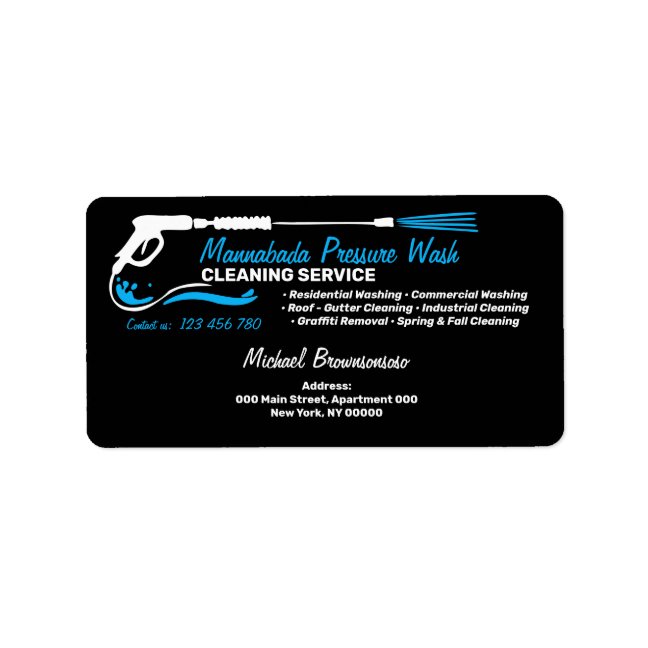 Black Pressure Wash Power Cleaning Service Label
