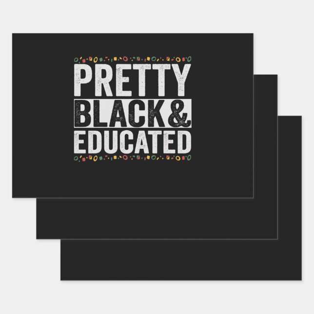 Black Pretty and Educated Funny Black History Gift Wrapping Paper Sheets (Set)
