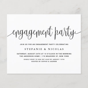 Black Pretty Calligraphy Engagement Party Invite