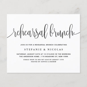 Black Pretty Calligraphy Rehearsal Brunch Invite