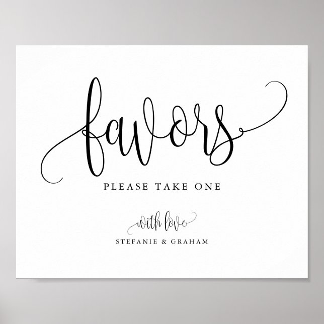 Black Pretty Calligraphy Script Party Favors Poster (Front)