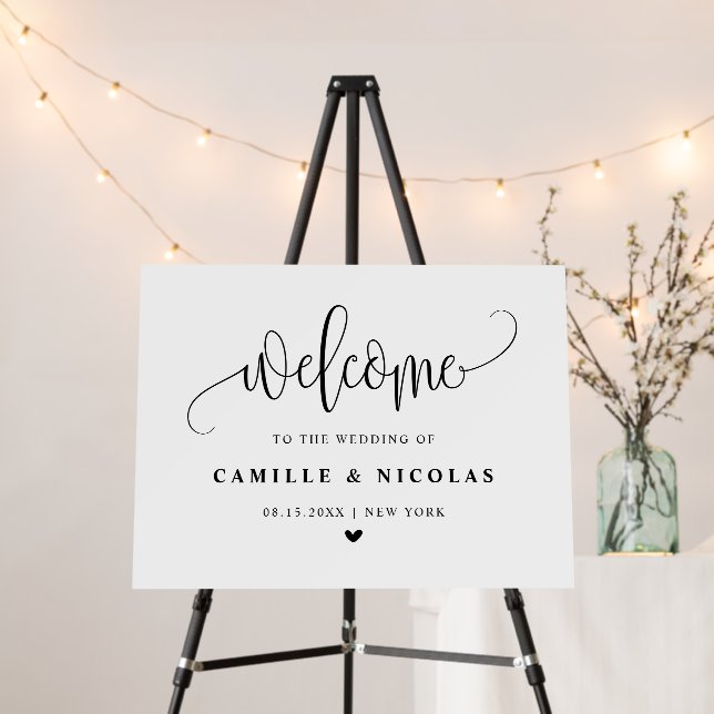Black Pretty Calligraphy Script Wedding Foam Board (In Situ (Stand))