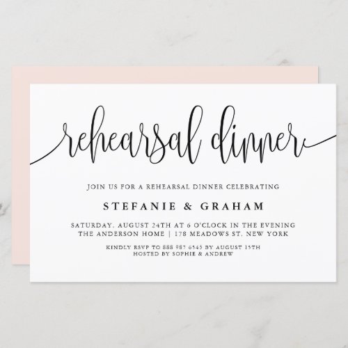 Black Pretty Calligraphy Simple Rehearsal Dinner