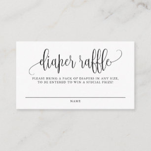 Black Pretty Script Baby Shower Diaper Raffle Enclosure Card