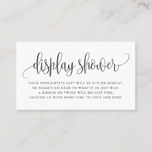 Black Pretty Script Display Shower Card