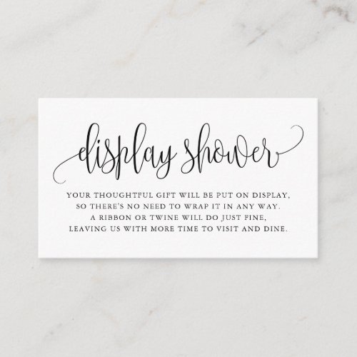 Black Pretty Script Display Shower Enclosure Card