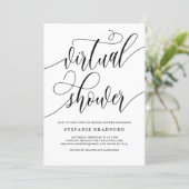 Black Pretty Script Virtual Bridal Shower Invitation (Standing Front)