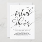 Black Pretty Script Virtual Bridal Shower Invitation (Front)