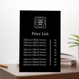 Black Price List Board   Custom Logo Business Sign